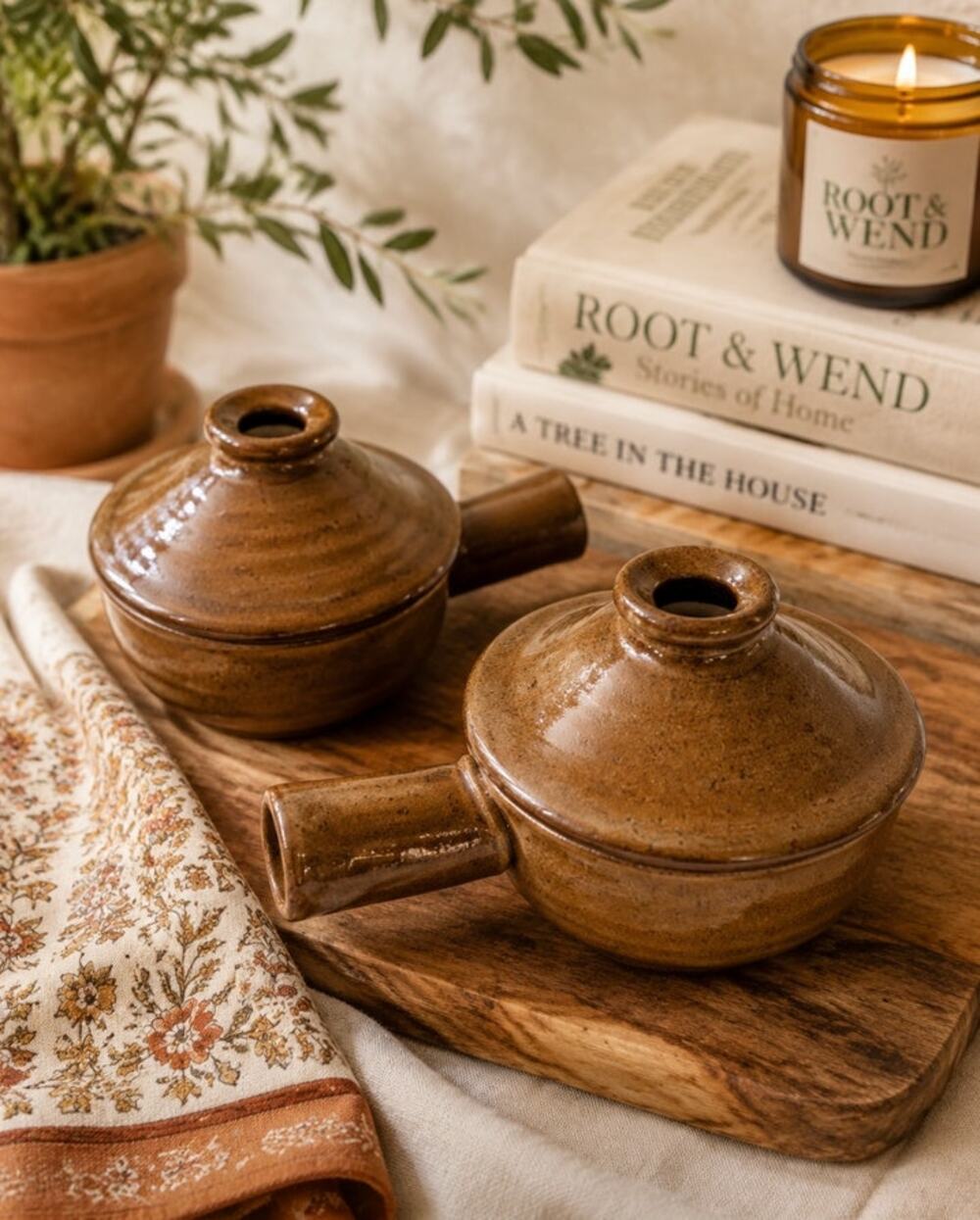 Stone Wave Microwave Cooker Set of 2 Stoneware Bowls